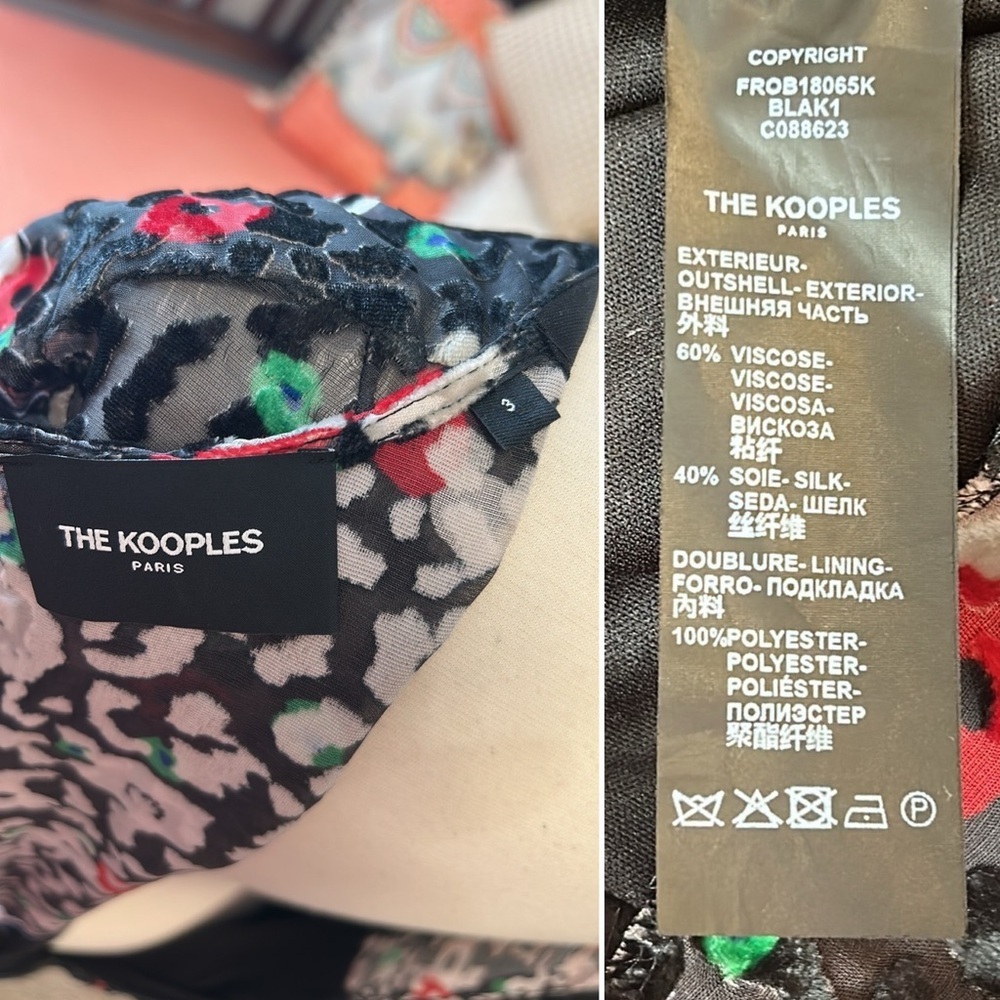 The Kooples Paris FLEUR NAÏVE BURNOUT Bodycon Ruching Dress Size French 3 US 8 - Picture 11 of 16